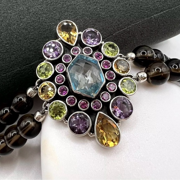 🌟Nicky Butler 925 Silver Aqua Quartz Garnet Citrine Amethyst Bracelet Brand NEW - Picture 7 of 14